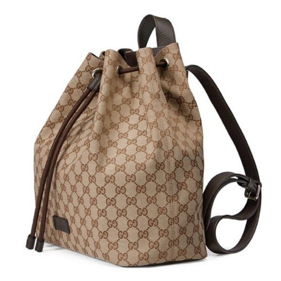 *Rare Find* Gucci GG Drawstring Closure Backpack Brown Canvas - Picture 5 of 8